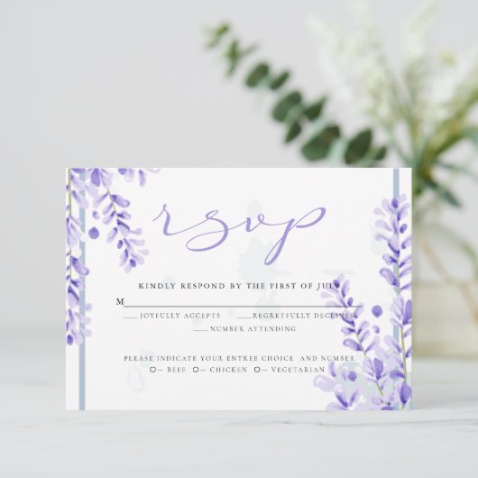 UAWG | Aquarelllavender - Dusty Blue Florals Einladung (Stehend Vorderseite)