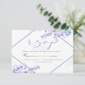 UAWG | Aquarelllavender - Dusty Blue Florals Einladung (Stehend Vorderseite)