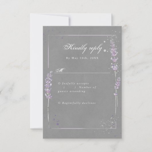 UAWG Aquarelllavender grau Hochzeit rsvp Karte (Vorderseite)