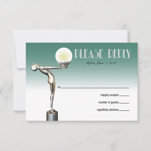 UAWG Art Deco Glam | Aquamarin RSVP Karte (Vorderseite)