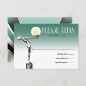UAWG Art Deco Glam | Aquamarin RSVP Karte (Vorne/Hinten)
