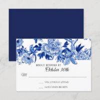 UAWG Asian Influenza Navy Blue Floral Chinoiserie
