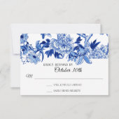 UAWG Asian Influenza White Blue Floral Chinoiserie Einladung (Vorderseite)