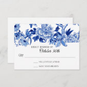 UAWG Asian Influenza White Blue Floral Chinoiserie Einladung (Vorne/Hinten)