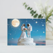 UAWG Astronauten auf Hochzeitskuchen RSVP Karte (Stehend Vorderseite)