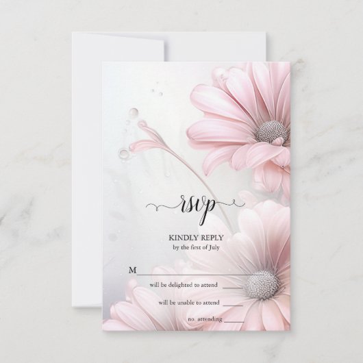 UAWG Atemberaubend Elegant Pink Daisies RSVP Karte (Vorderseite)