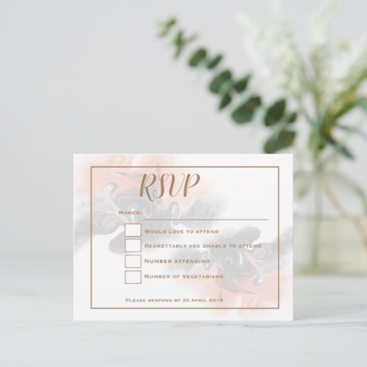 UAwg aus Pfirsich und weichem grauem Marmor/Goldty Postkarte (Stehend Vorderseite)