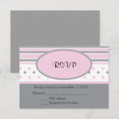 UAwg aus rosa und grauen Streifen RSVP Karte (Vorne/Hinten)