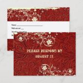 UAwg aus rotem Leder und Spitzen mit Umschlägen RSVP Karte (Vorne/Hinten)