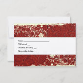 UAwg aus rotem Leder und Spitzen mit Umschlägen RSVP Karte (Rückseite)