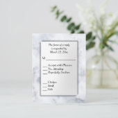 UAwg aus weißem Marmor mit Menü RSVP Karte (Stehend Vorderseite)