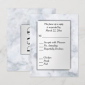 UAwg aus weißem Marmor mit Menü RSVP Karte (Vorne/Hinten)