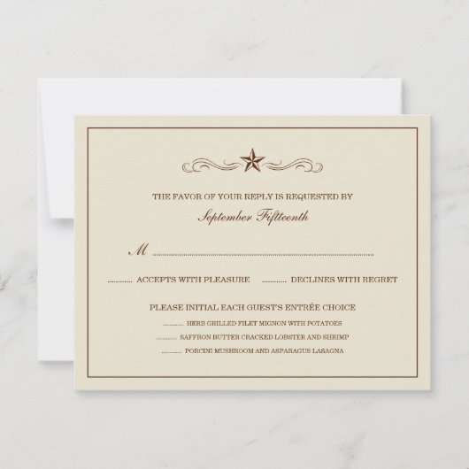 UAwg aus weißem und braunem Western (MIT MENÜ-ELEM RSVP Karte (Vorderseite)