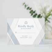UAWG Bar Mitzvah Modern Geometric Blue Gray RSVP Karte (Stehend Vorderseite)