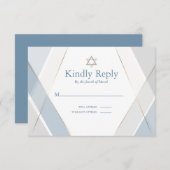 UAWG Bar Mitzvah Modern Geometric Blue Gray RSVP Karte (Vorne/Hinten)