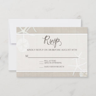 UAWG Beach Hochzeit Starfish Damask Holz Einfach RSVP Karte