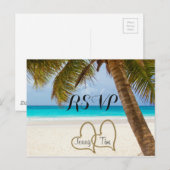 UAWG Beach Liebe Herz Bridal Palm Sand Surf Date Einladungspostkarte (Vorne/Hinten)