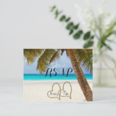 UAWG Beach Liebe Herz Bridal Palm Sand Surf Date Einladungspostkarte (Stehend Vorderseite)