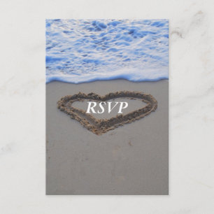UAWG Beach Wedding Heart in Sand RSVP Karte