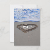 UAWG Beach Wedding Heart in Sand RSVP Karte (Vorderseite)