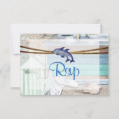 UAWG Beachfront Dolphin Wedding RSVP Karte (Vorderseite)