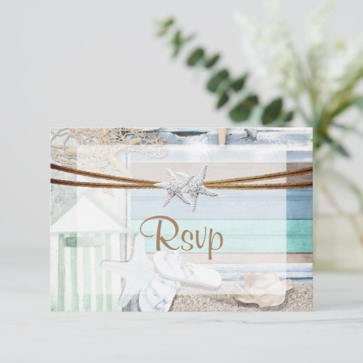 UAWG Beachfront-Hochzeit RSVP Karte (Stehend Vorderseite)