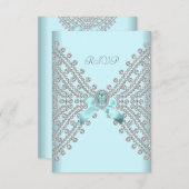 UAWG Birthday Party Aquamarin Blue Silver White Di RSVP Karte (Vorne/Hinten)