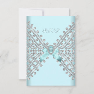 UAWG Birthday Party Aquamarin Blue Silver White Di RSVP Karte