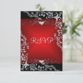 UAWG Birthday Party Black Bright Deep Red Big Big RSVP Karte (Stehend Vorderseite)