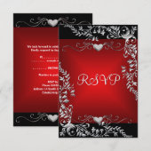 UAWG Birthday Party Black Bright Deep Red Big Big RSVP Karte (Vorne/Hinten)