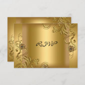 UAWG Birthday Party Elegantes Gold auf der Goldene RSVP Karte (Vorne/Hinten)