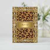 UAWG Birthday Party Gold Black Leopard RSVP Karte (Stehend Vorderseite)