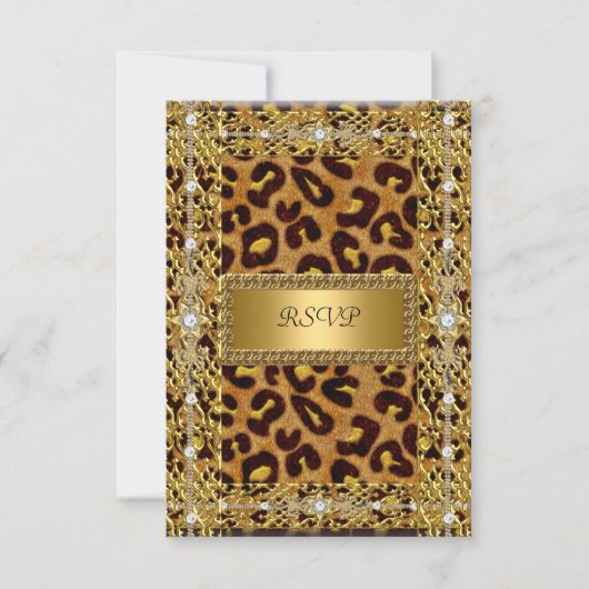 UAWG Birthday Party Gold Black Leopard RSVP Karte (Vorderseite)