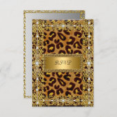 UAWG Birthday Party Gold Black Leopard RSVP Karte (Vorne/Hinten)