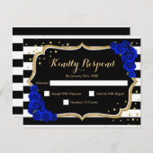UAWG Birthday Party - Gold Black Royal Blue Card Einladung (Vorne/Hinten)