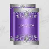 UAWG Birthday Party Lila Silver Diamond RSVP Karte (Vorne/Hinten)