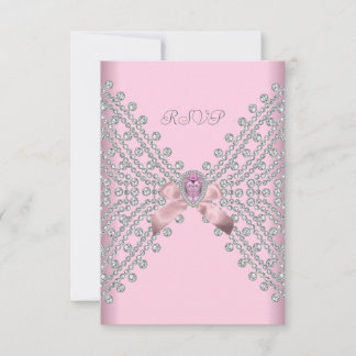 UAWG Birthday Party Pink Silver White Diamond 2 RSVP Karte