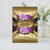 UAWG Birthday Party Rose Lila Gold Black RSVP Karte (Stehend Vorderseite)