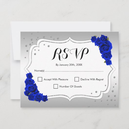 UAWG Birthday Party - Royal Blue Silver Card Einladung (Vorderseite)