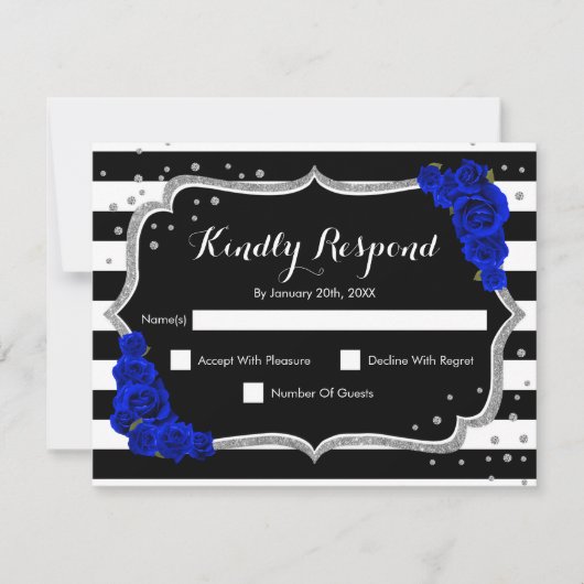 UAWG Birthday Party - Silver Black Royal Blue Card Einladung (Vorderseite)