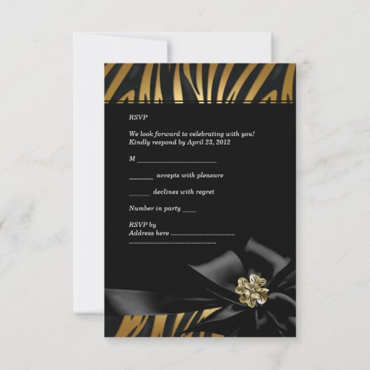 UAWG Birthday Party Zebra Leopard Gold Elegante 2 RSVP Karte (Rückseite)