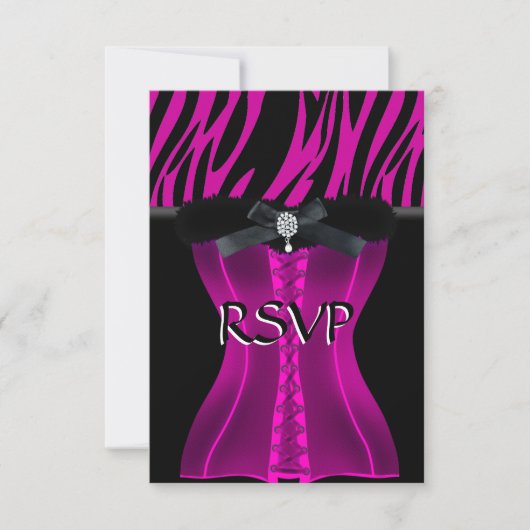 UAWG Birthday Pink Zebra Black Dress RSVP Karte (Vorderseite)
