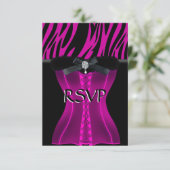 UAWG Birthday Pink Zebra Black Dress RSVP Karte (Stehend Vorderseite)