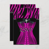UAWG Birthday Pink Zebra Black Dress RSVP Karte (Vorne/Hinten)