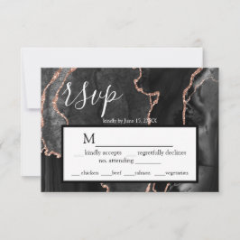 UAWG Black Agate Rose Gold Glitzer Response Card RSVP Karte