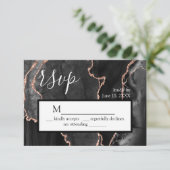 UAWG Black Agate Rose Gold Glitzer Response Card RSVP Karte (Stehend Vorderseite)