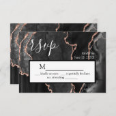UAWG Black Agate Rose Gold Glitzer Response Card RSVP Karte (Vorne/Hinten)