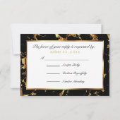 UAWG Black and Gold Marmor RSVP Karte (Rückseite)
