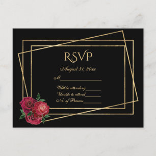UAWG Black and Gold mit tiefen Red Glam Rose Postkarte