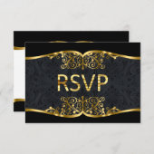 UAWG Black Gold Damask Einladung (Vorne/Hinten)